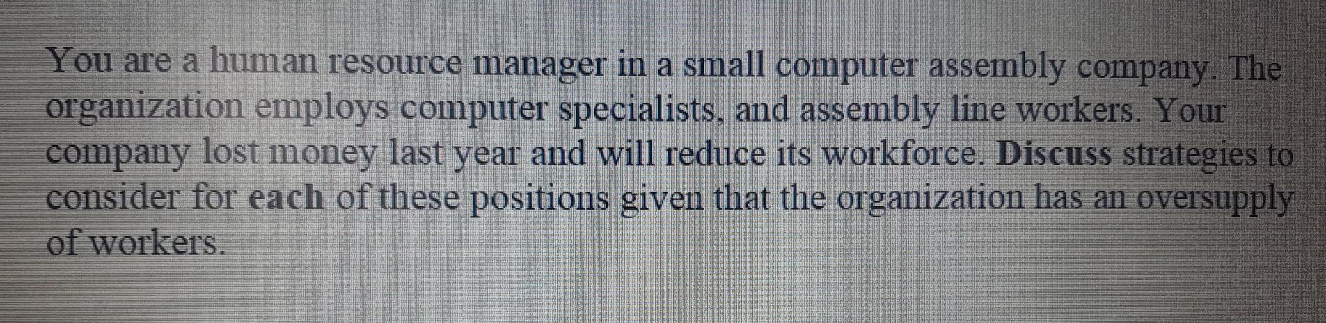 This question is from my Human resources