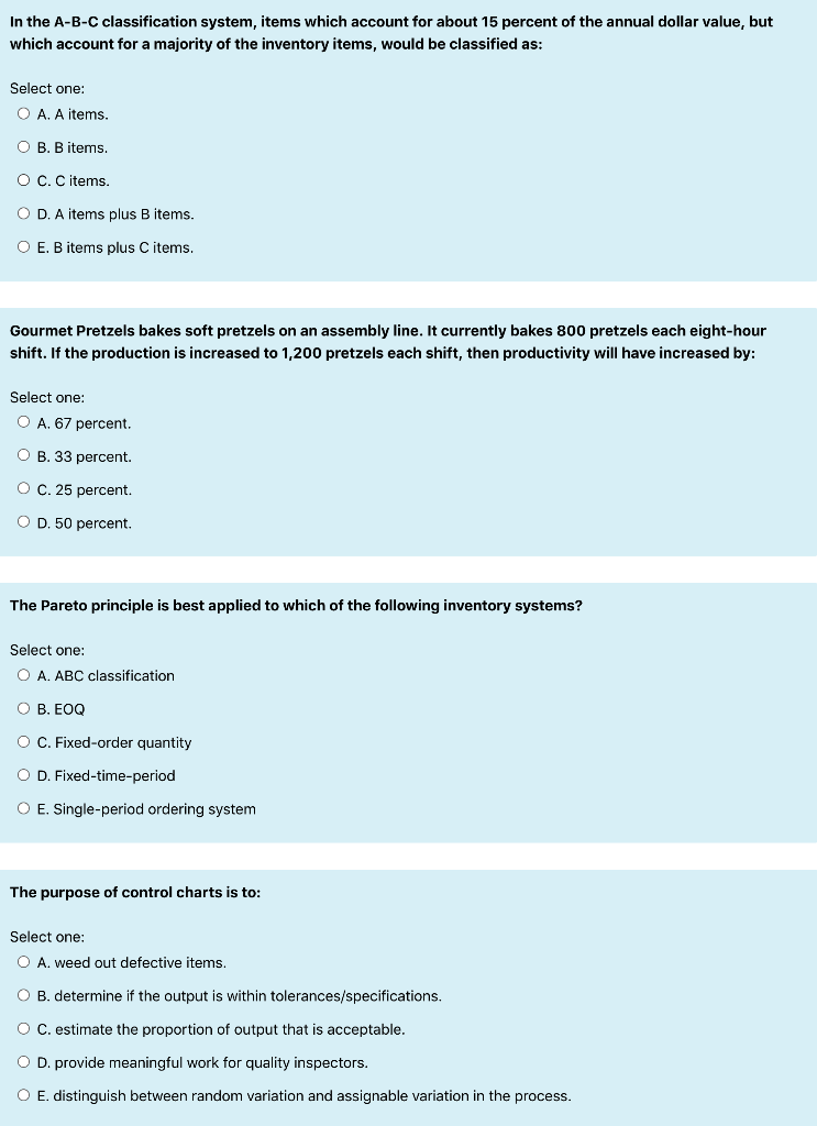 In the A-B-C classification system, items which