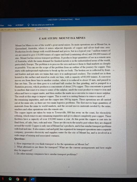 CASE STUDY 1 Protected View) - Word View Help