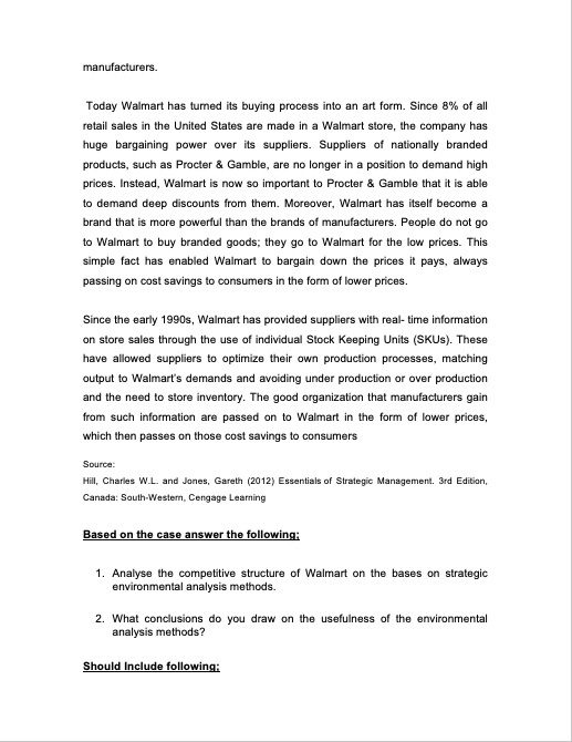 Walmart's Bargaining Power over Suppliers Case