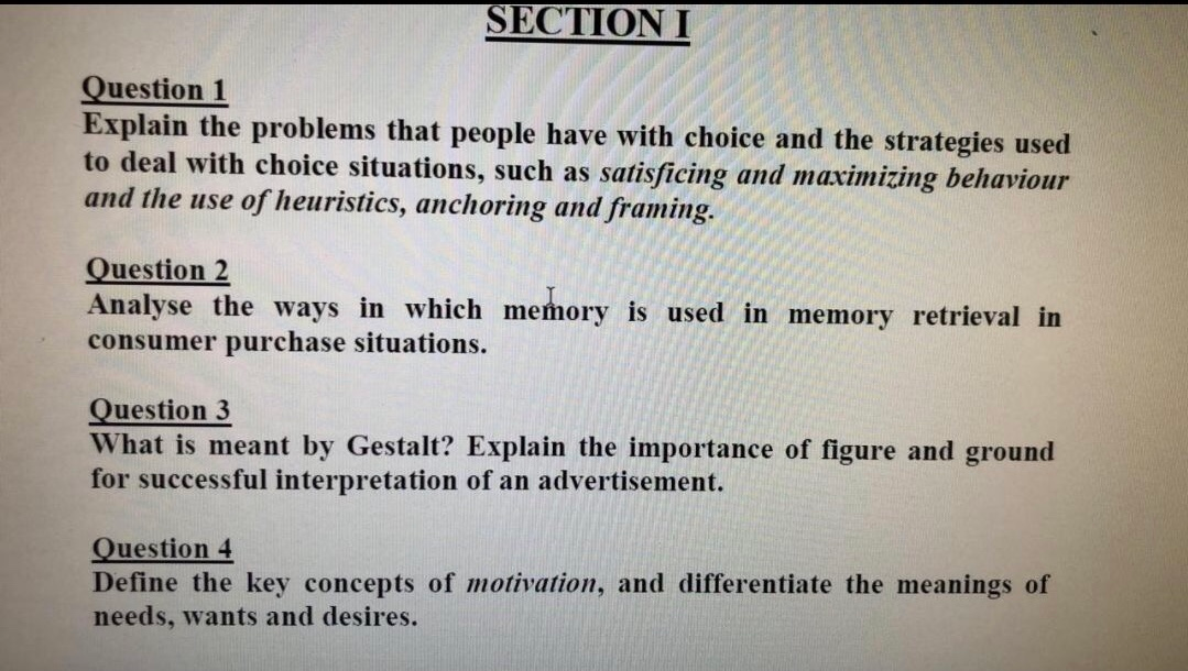 I just need to answer two of each section.