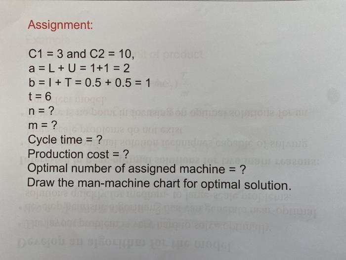 shows the steps Assignment: C1 = 3 and C2 = 10, a