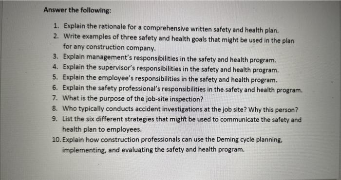 Answer the following: 1. Explain the rationale