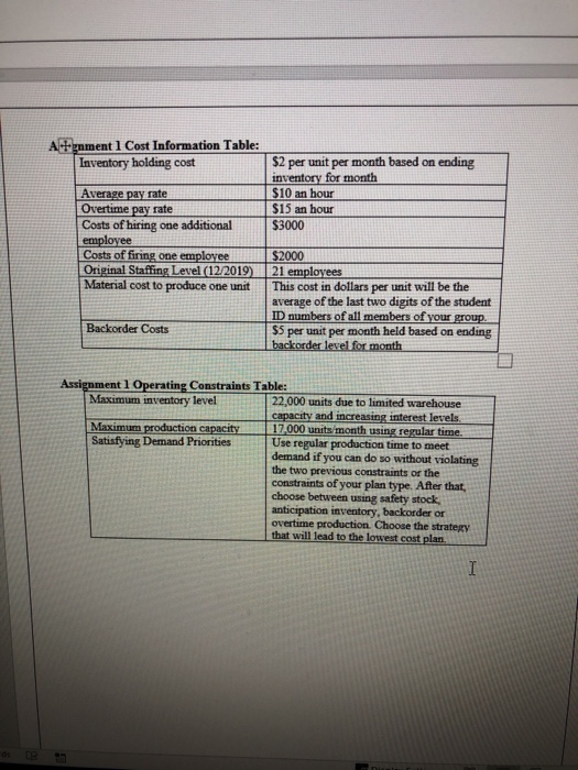 Aggregate Planning Chase Strategy Paragraph