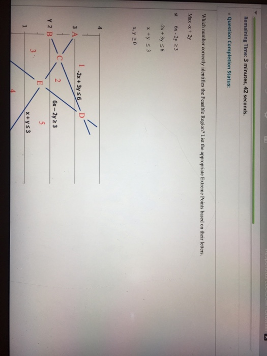 Remaining Time: 3 minutes, 42 seconds. Question