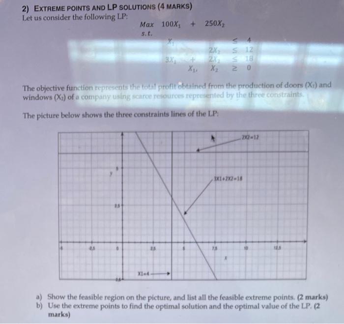 2) EXTREME POINTS AND LP SOLUTIONS (4 MARKS) Let