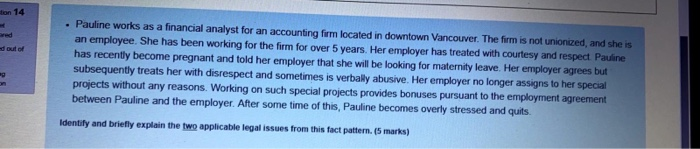 on 14 out of Pauline works as a financial analyst