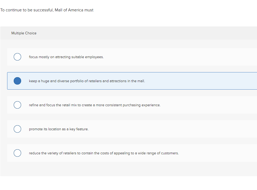 To continue to be successful, Mall of America