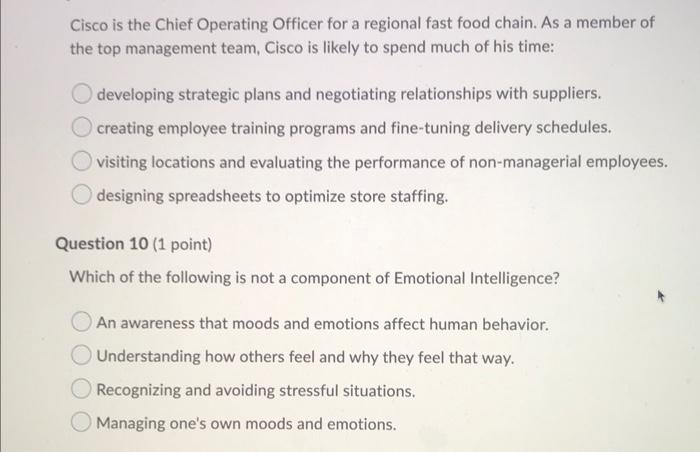 Cisco is the Chief Operating Officer for a