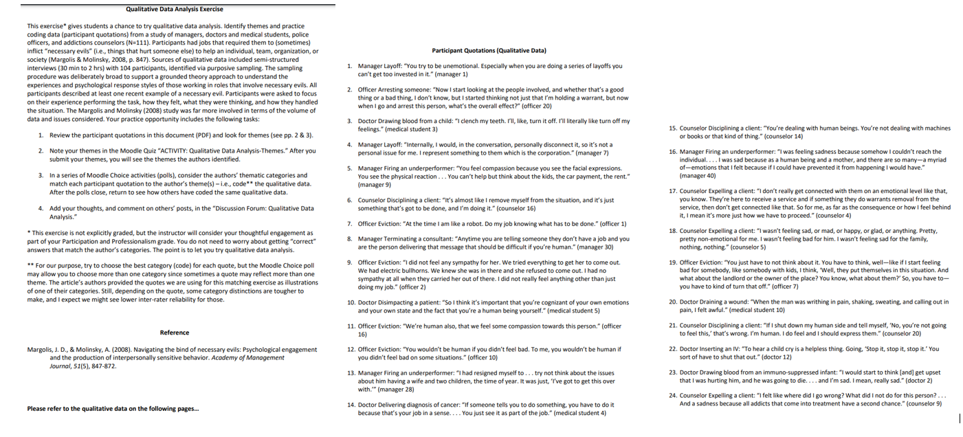 Based on your review of the qualitative data in