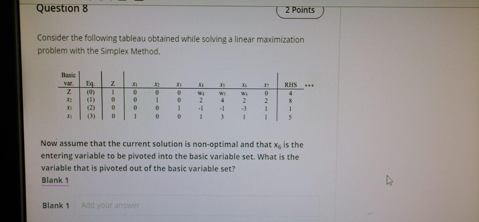 Question 8 2 Points Consider the following