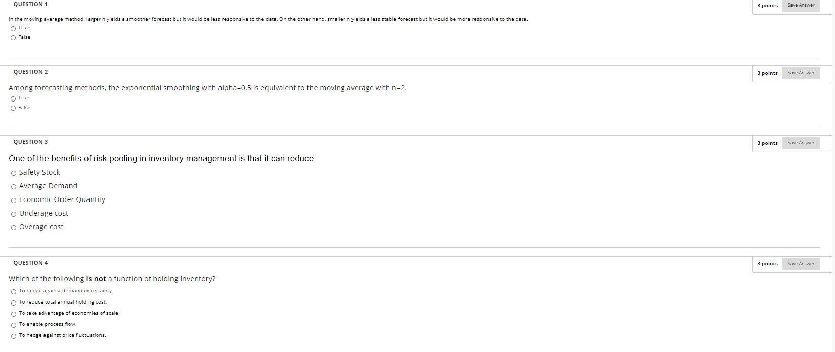 QUESTION 1 3 points Save Answer In the moving