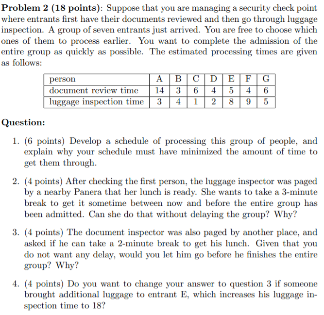 Problem 2 (18 points): Suppose that you are
