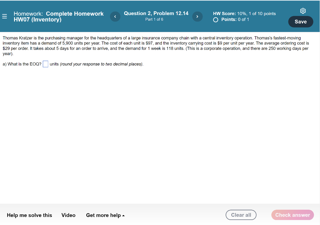 = Homework: Complete Homework HW07 (Inventory)