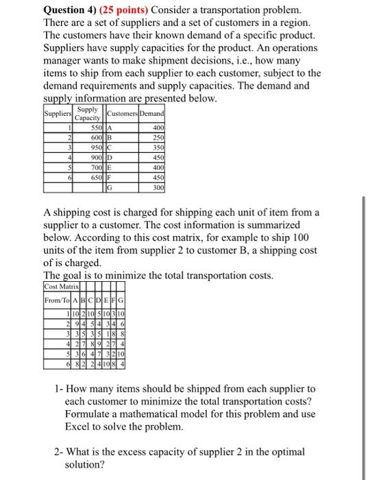 Q4 For the mathematical models either use Word