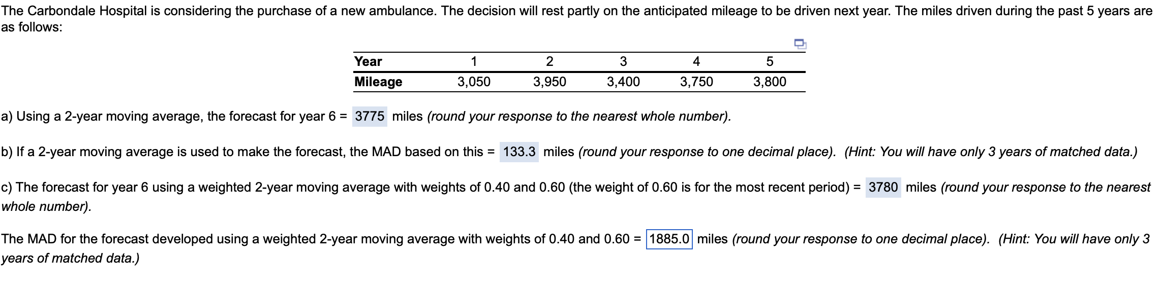 I need with C 1) Using a 2-year moving average,