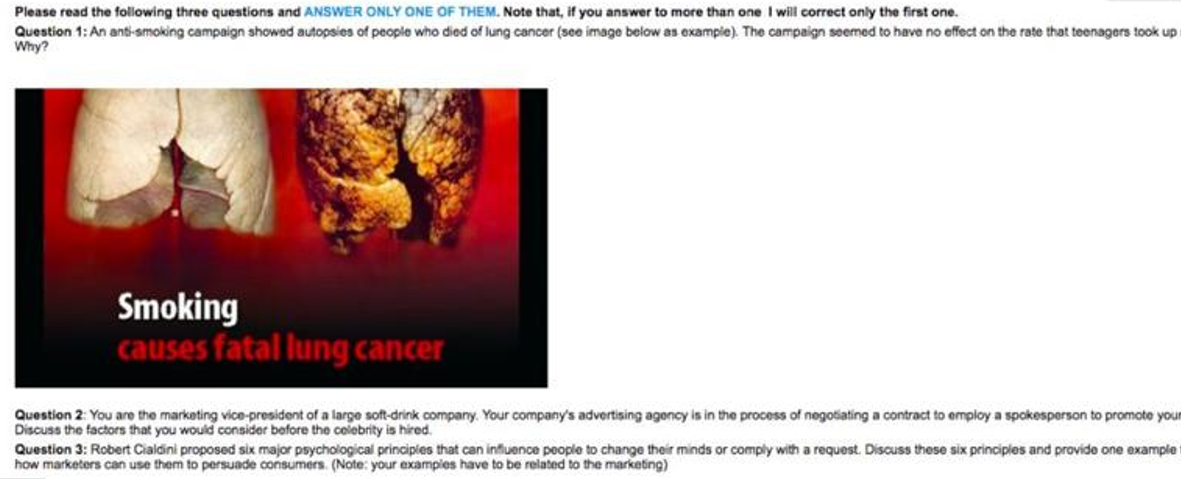 Please read the following three questions and