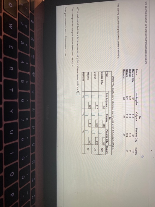 Find an initial solution to the following