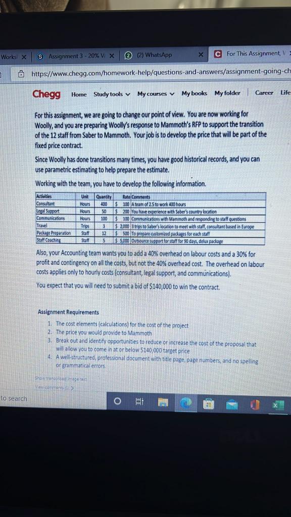 Works X $ Assignment 3 -20% V X 2 (2) WhatsApp X