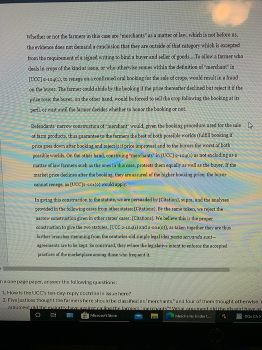 Merchants Under the UCC Case Submitting a text