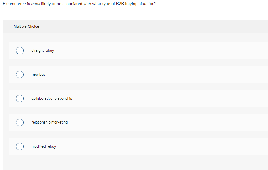 E-commerce is most likely to be associated with