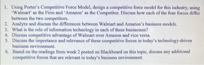 please help !!! 1. Using Porter's Competitive