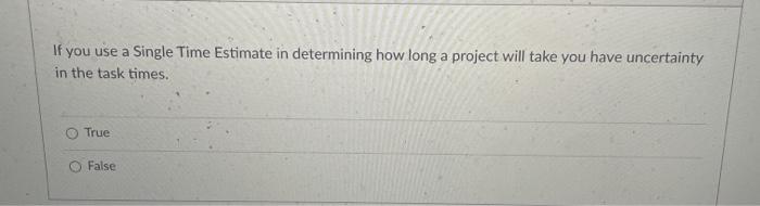 If you use a Single Time Estimate in determining