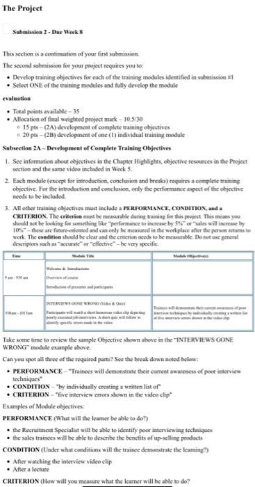 The Project Submission 2 - Due Week 8 This