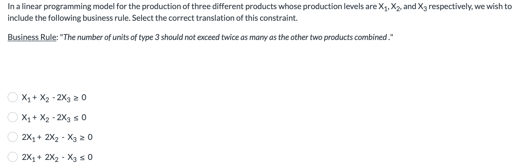 In a linear programming model for the production