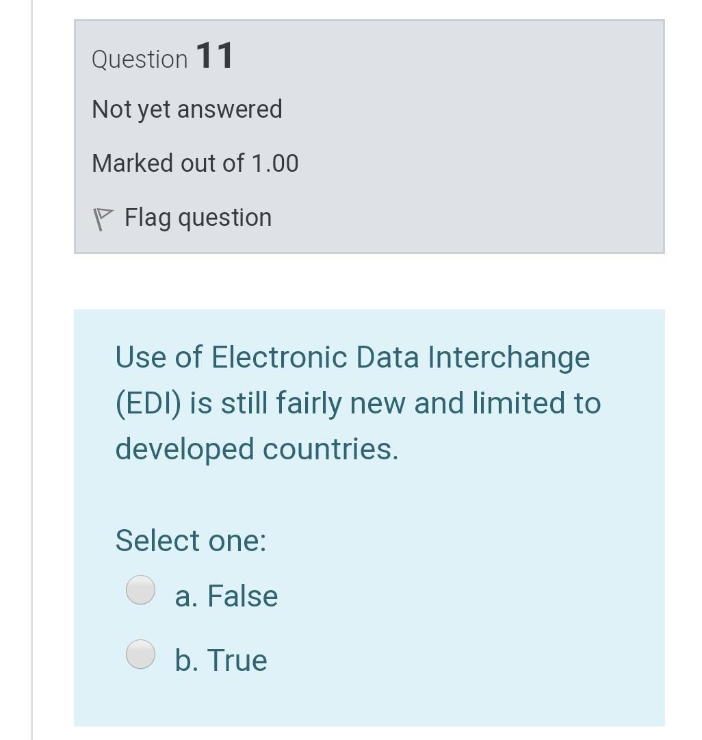 Question 11 Not yet answered Marked out of 1.00 P
