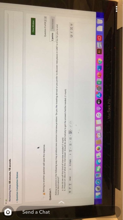 a question about interviews. Remaining Time 44