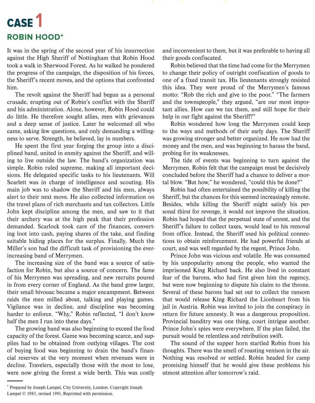 What strategic problems does Robin Hood have?