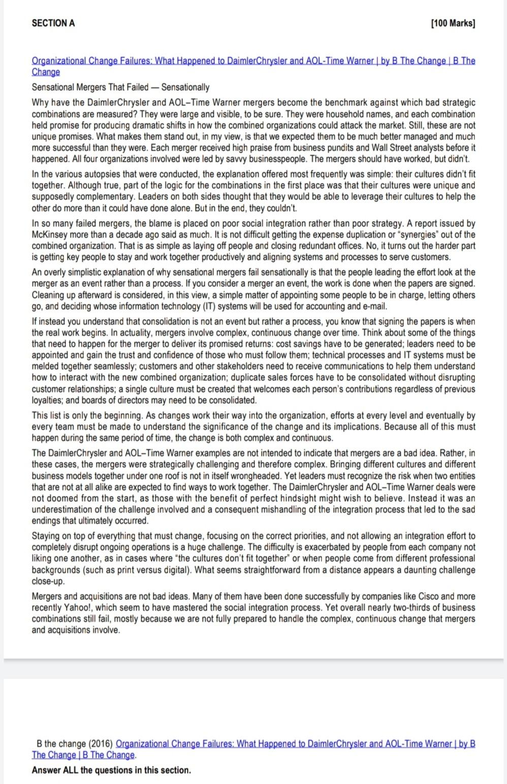 Human Resource Management SECTION A [100 Marks)