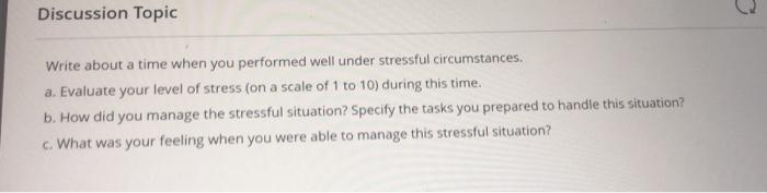 Only 150-200 words. Discussion Topic Write about