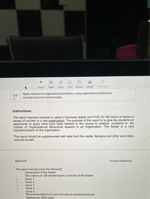 Insert Table Chart Text Shape Media Comment CLO 2