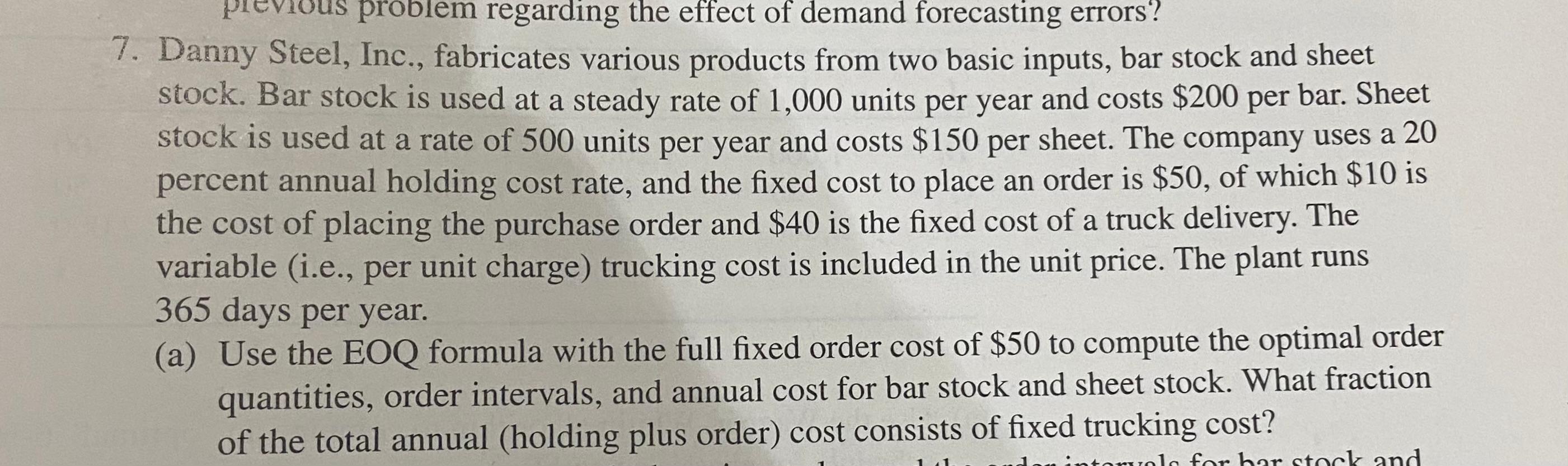 a problem regarding the effect of demand
