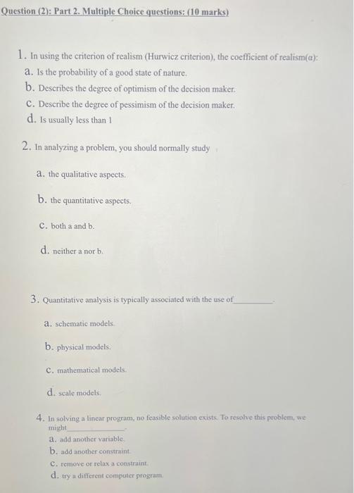 Question (1): Based on your studies in