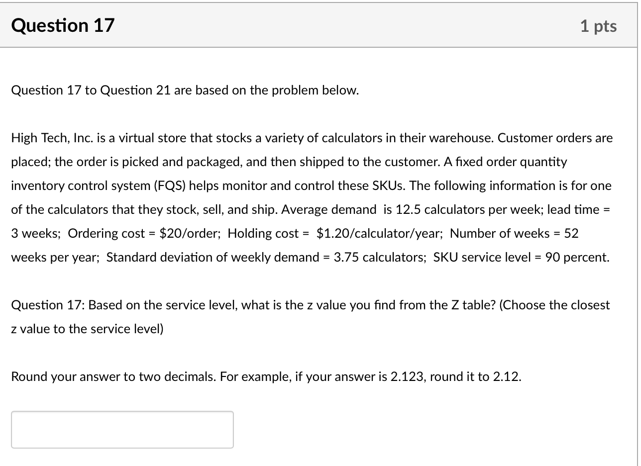 Please provide: the safety stock level, the he