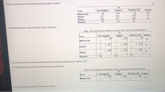 Find an initial solution to the following