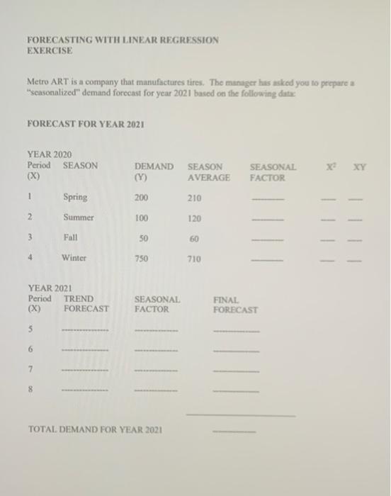 please solve using linear regression. show your