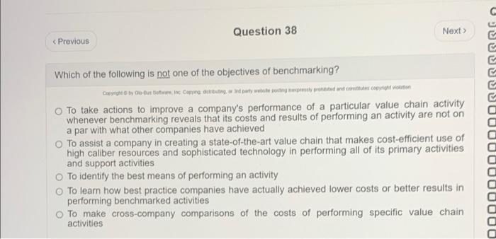 question 38 Question 38 Next > < Previous Which