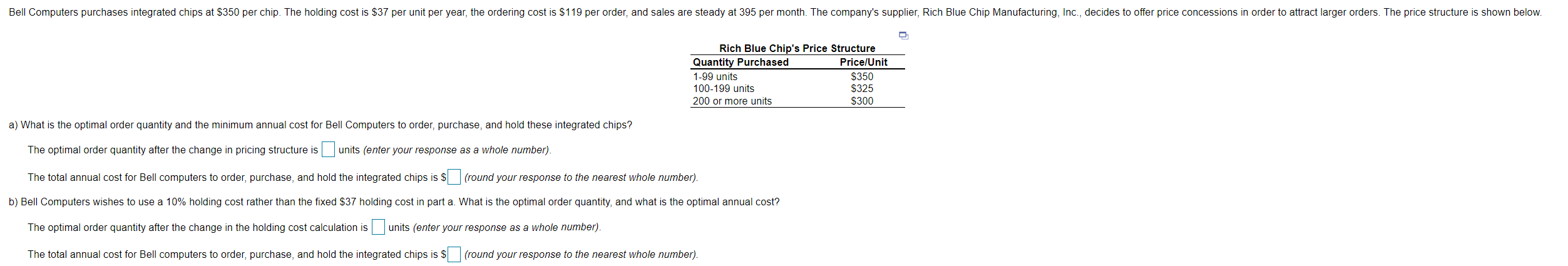 Bell Computers purchases integrated chips at $