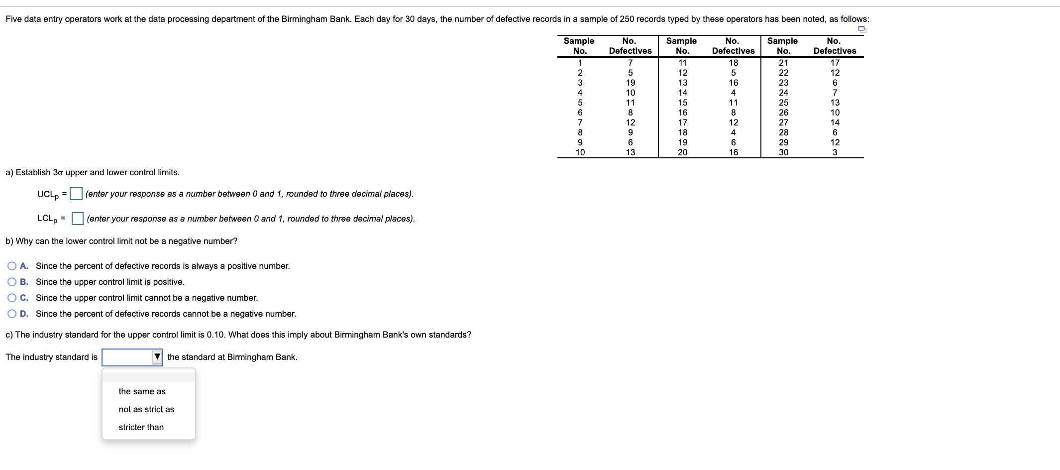 Five data entry operators work at the data