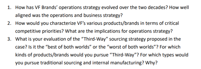 1. How has VF Brands' operations strategy evolved