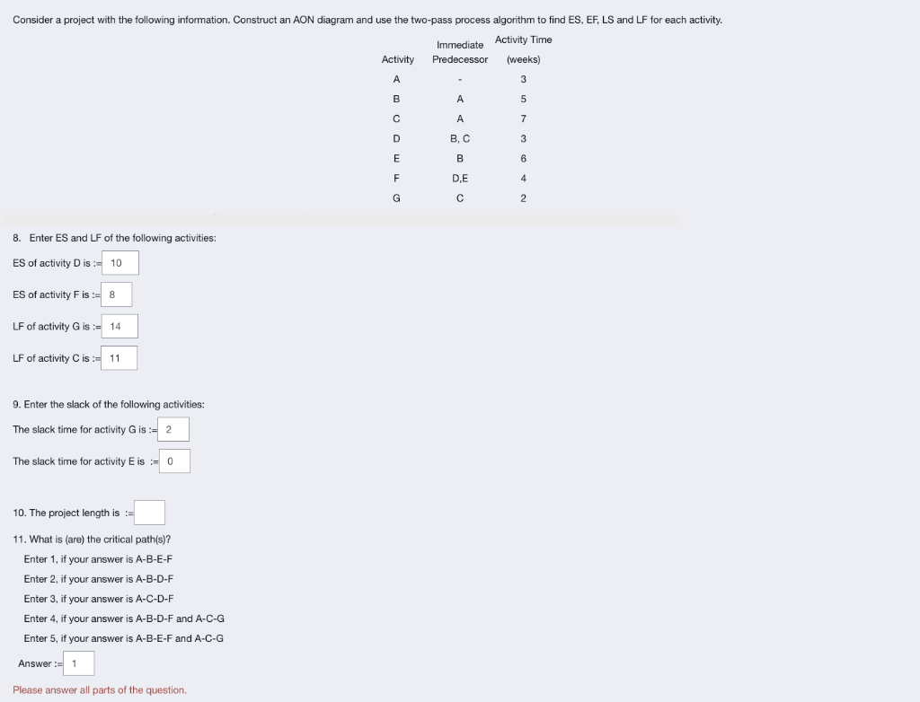 Please check the work and answer project length.