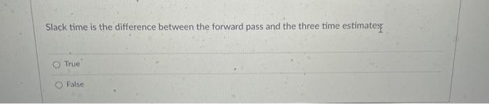 Slack time is the difference between the forward