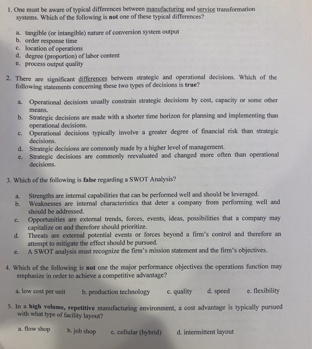 1. One must be aware of typical differences