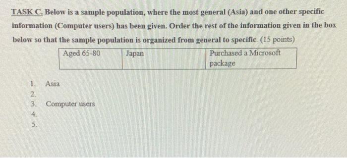 TASK C. Below is a sample population, where the