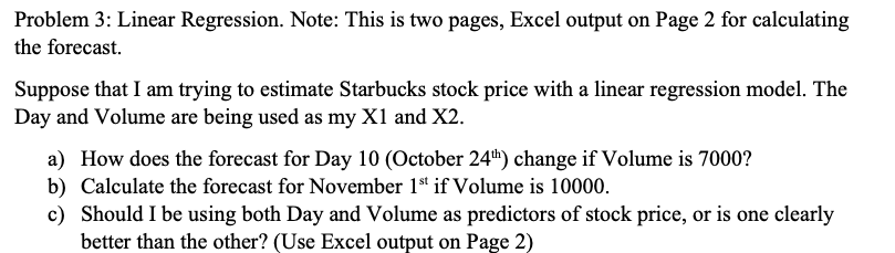 Problem 3: Linear Regression. Note: This is two