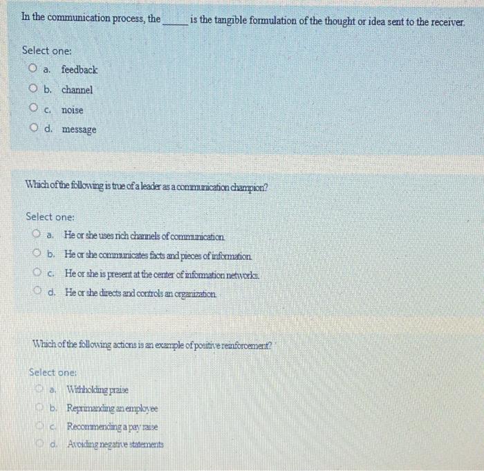 In the communication process, the is the tangible